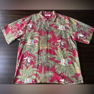 Tommy Bahama Holiday Hawaiian Shirt 100% Silk